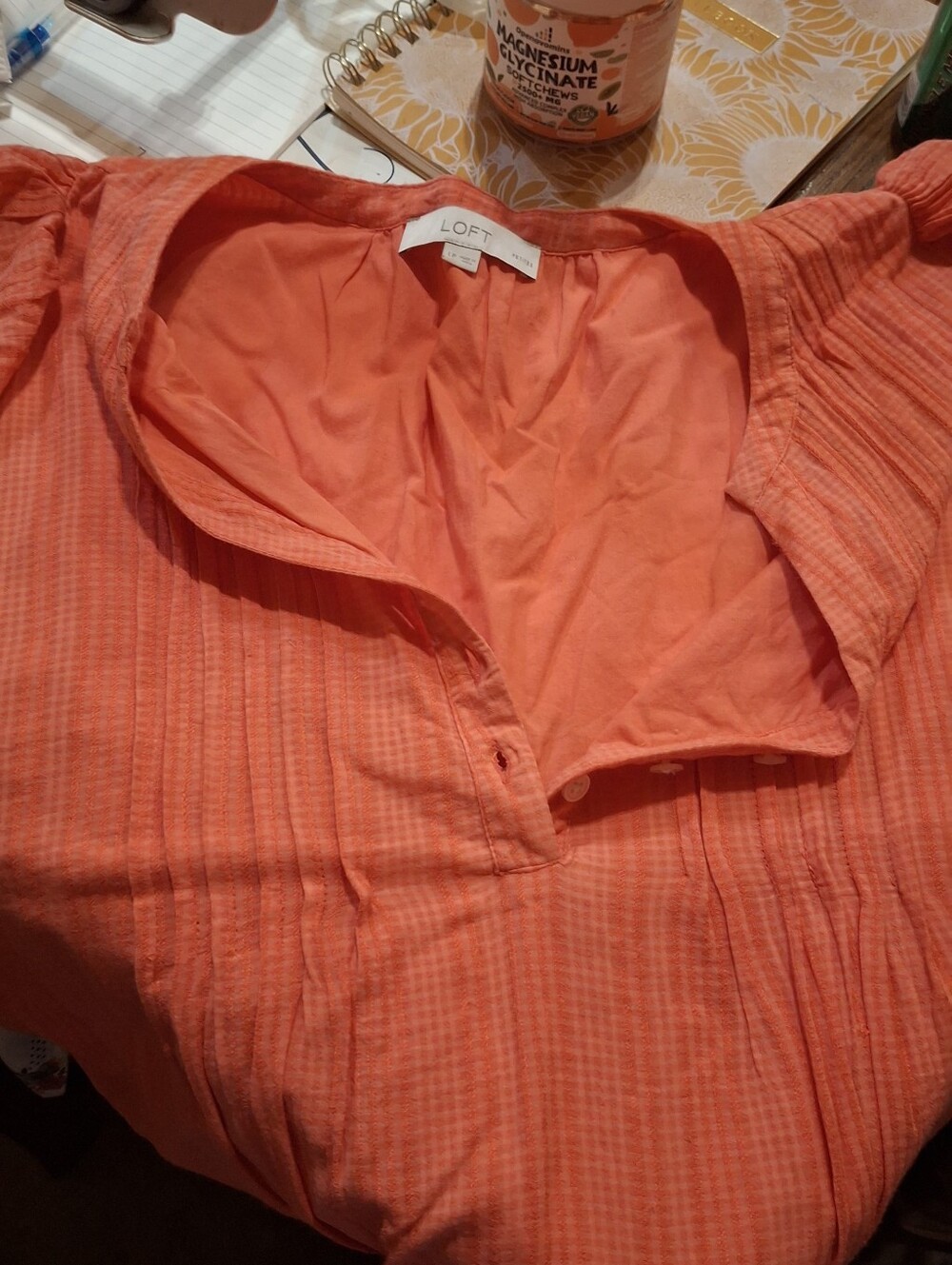 LOFT Coral Pintuck Ruffle Mini Dress - Picture 12 of 12